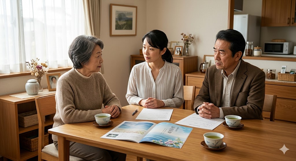 海洋散骨を検討する家族